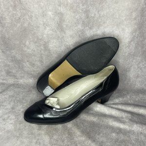THERESIA M. Celeste Women's 6 Black Leather Pumps Heels EUC